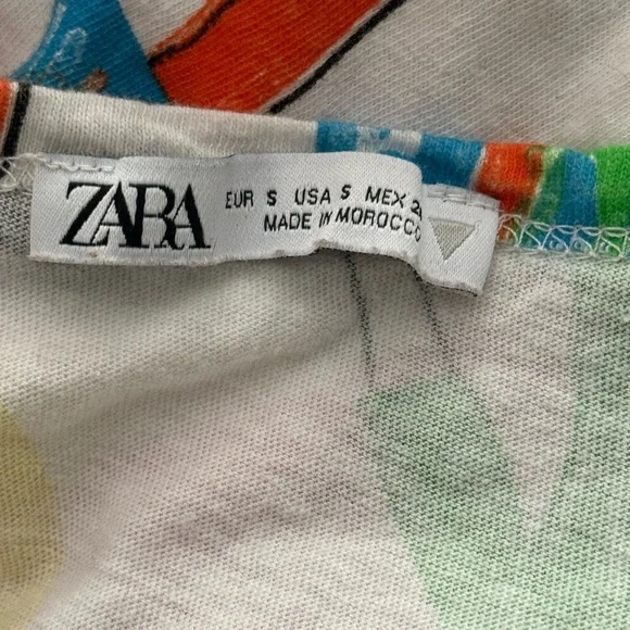 Zara Multicolor Graphic Women’s Tee 100% Cotton T-Shirt - Picture 7 of 7